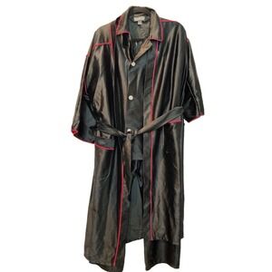 Vintage 80s Playboy Robe Pajamas Set Mens S/M Black Red Hugh Hefner USA Made